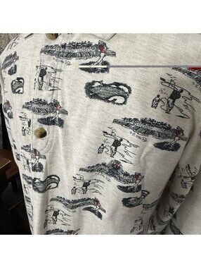 Vintage Siegfried Men’s Large Golf Polo Shirt All Over Golfer Print 100% Cotton